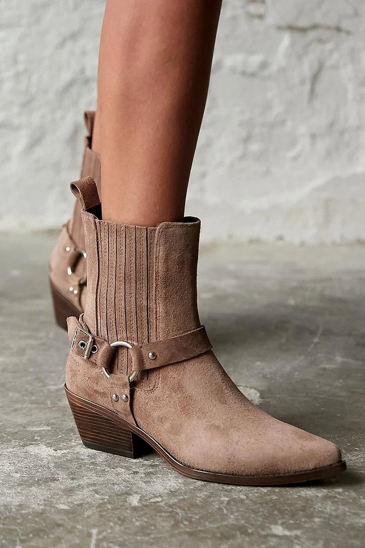 Aïa™ | Western Suede Ankle Boots
