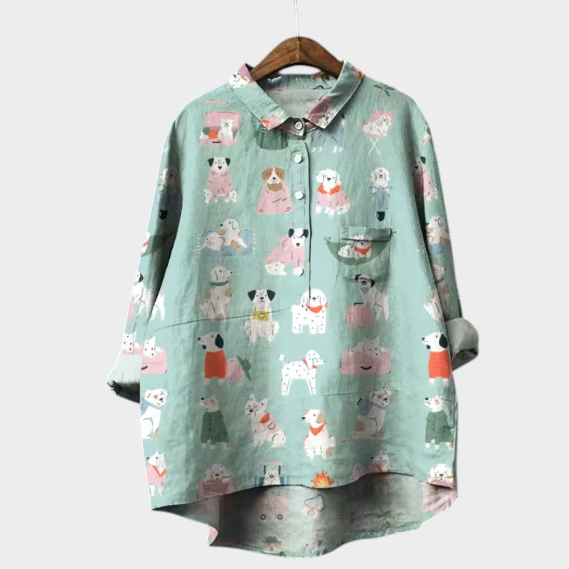 Mia | Oversized Blouse with Dog Print and Everyday Comfort for a Cheerful Style