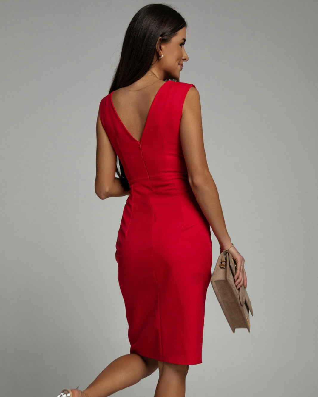 Florine | Fitted Dress with V-Neck and Slit