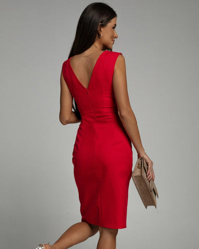 Florine | Fitted Dress with V-Neck and Slit