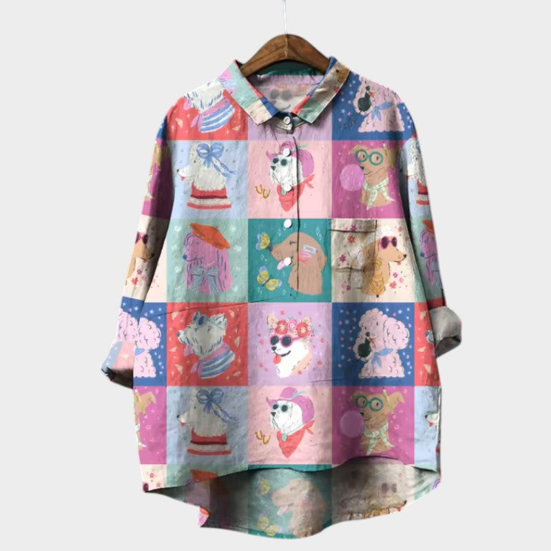 Mia | Oversized Blouse with Dog Print and Everyday Comfort for a Cheerful Style