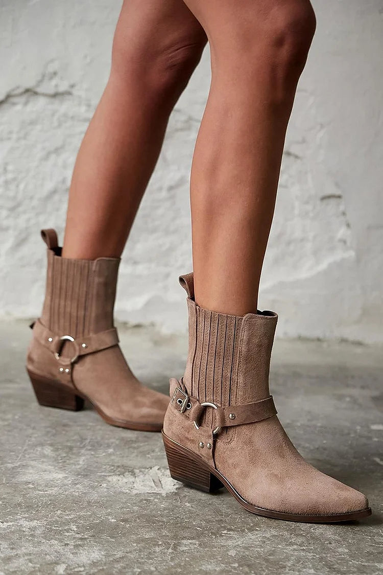 Aïa™ | Western Suede Ankle Boots