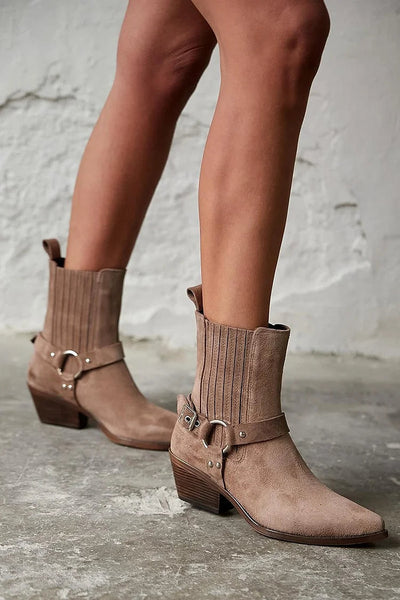 Aïa™ | Western Suede Ankle Boots