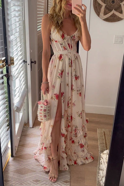 Yuwa - Long Floral Print Dress