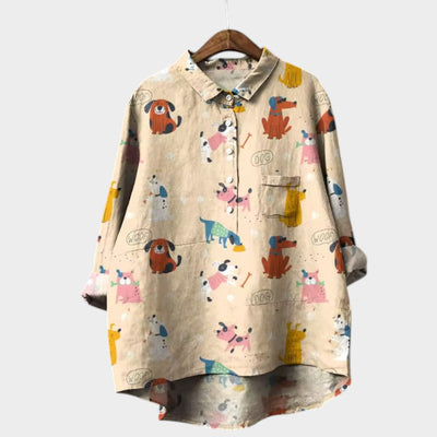 Mia | Oversized Blouse with Dog Print and Everyday Comfort for a Cheerful Style