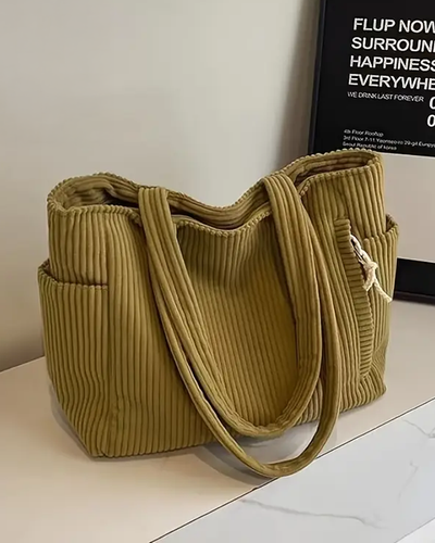 Trina – Ribbed Tote Bag with Cord Detail