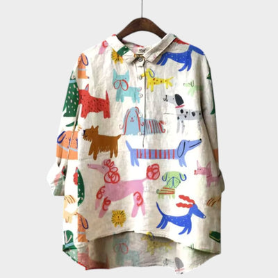 Mia | Oversized Blouse with Dog Print and Everyday Comfort for a Cheerful Style