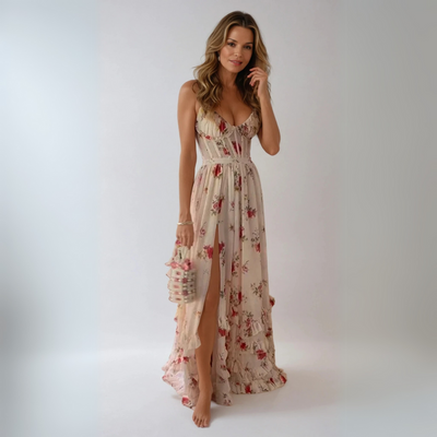 Yuwa - Long Floral Print Dress