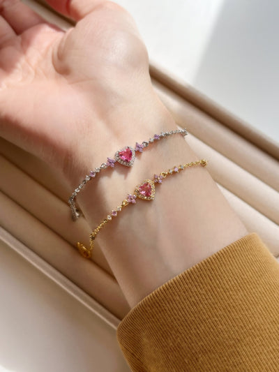 Heart Bracelet with Zircons