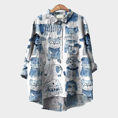 Mia | Oversized Blouse with Dog Print and Everyday Comfort for a Cheerful Style