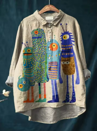 Jess | Shirt with Playful Monster Print