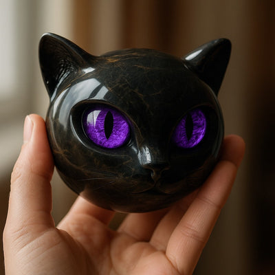 NyxCharm - Mystical Black Cat Head Sculpture