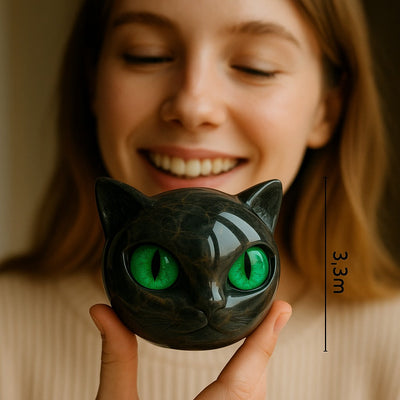 NyxCharm - Mystical Black Cat Head Sculpture