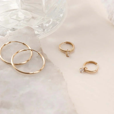 Hoop earrings with Larmes de Lune stones